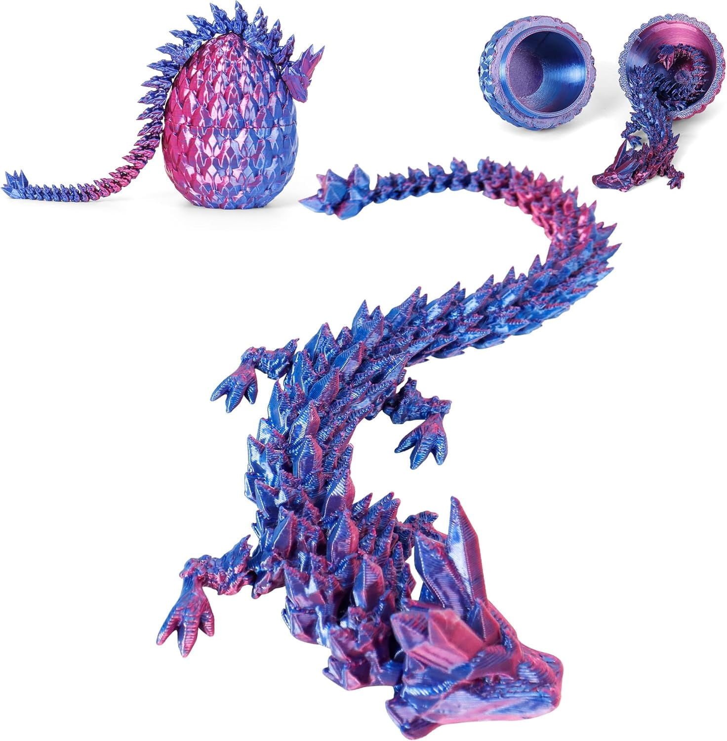 CrystaLynx Dragons, 12.5-inch Collectible Articulated Dragon Toy Figure Blind Box Display Egg Fidget Home Office Desk Decor Styles May Vary