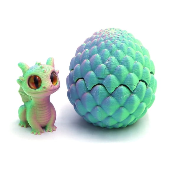 Dragon Egg Set 3D Printed Articulated Tiny Dragon Figures with Textured Shells for Sensory Relief and Miniature Desktop Display Creative Collectibles Turquoise