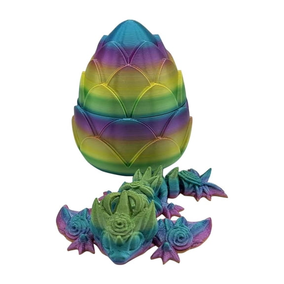 Dragon Egg Set 3D Printed Rose Dragon Articulated Figure with Hatchable Shell for Desktop Decoration and Fantasy Gift Display