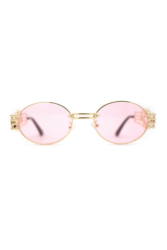 Dragon Emblem Arm Metal Oval OG Sunglasses Gold Pink