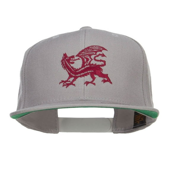 Dragon Emblem Embroidered Snapback Cap - Silver OSFM