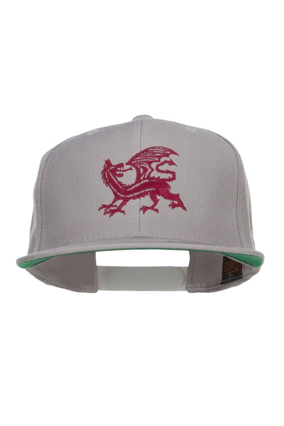 Dragon Emblem Embroidered Snapback Cap - Silver OSFM