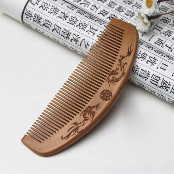 Dragon Engraved Peach Wood Massage Anti Static Hair Comb - Dragon and Phoenix Comb, Hair Brush, Back to School, Wedding, Christmas,Season, Anniversary, Thanksgiving, Halloween