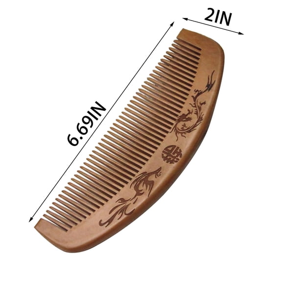 Dragon Engraved Peach Wood Massage Anti Static Hair Comb - Dragon and Phoenix Comb, Hair Brush, Back to School, Wedding, Christmas,Season, Anniversary, Thanksgiving, Halloween