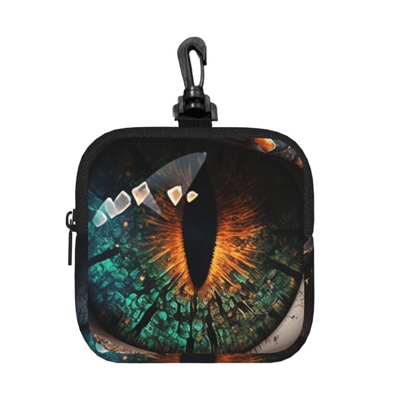 Dragon Eye Cool Art Square Gear Pouch with Lobster Clasp Waterproof Tech Accessory Organizer, Key & Coin Case