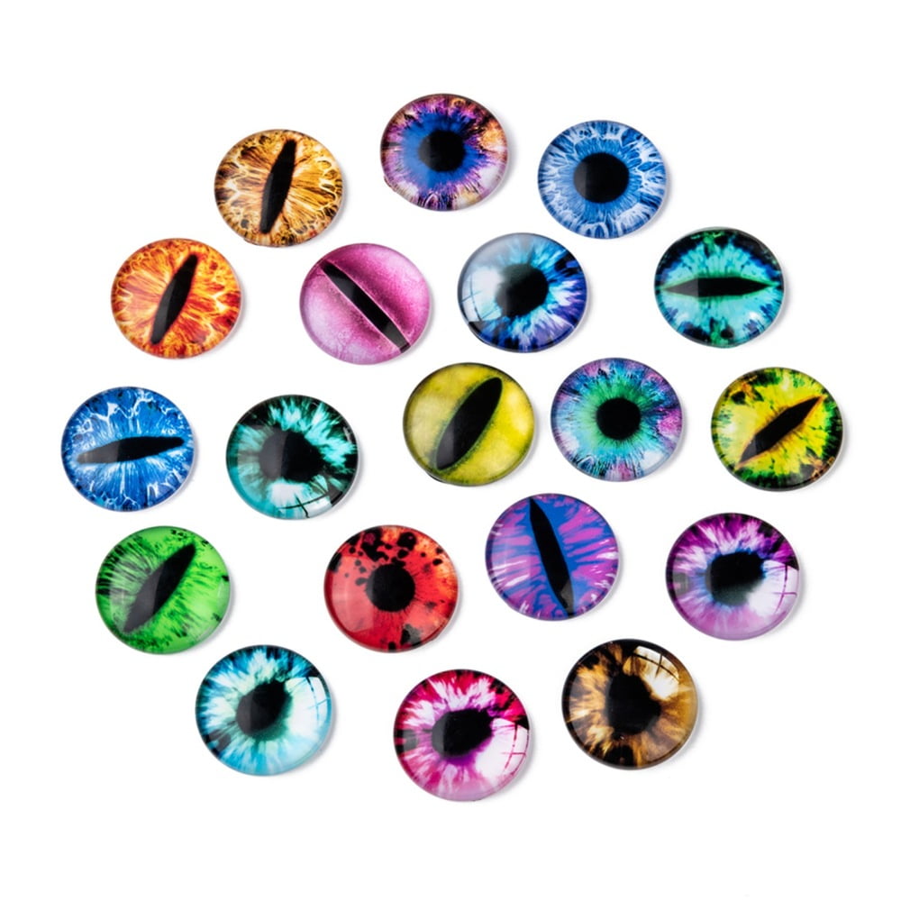 Dragon Eye Half Round/Dome Printed Glass Cabochons Mixed color 35x7.5mm Glass