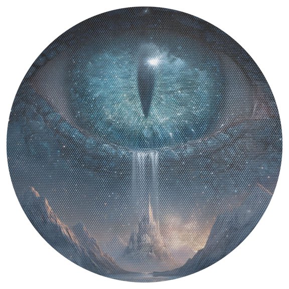 Dragon Eyes Glacier Night PVC Round Grid Placemat Table Mat 1 Pc 15.4" x 15.4"