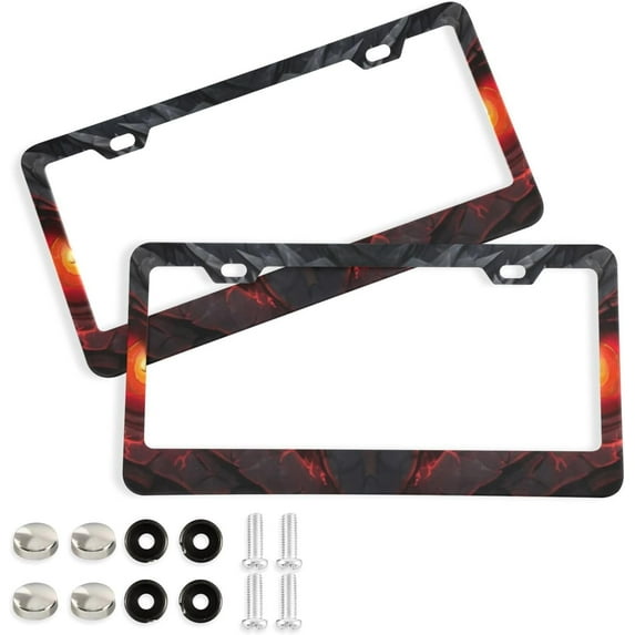 Dragon Eyes License Plate Frames - Universal Aluminum License Plate Covers with Screws, 2 Pack Holder Car Accessories for Front and Rear Plates Home Decor