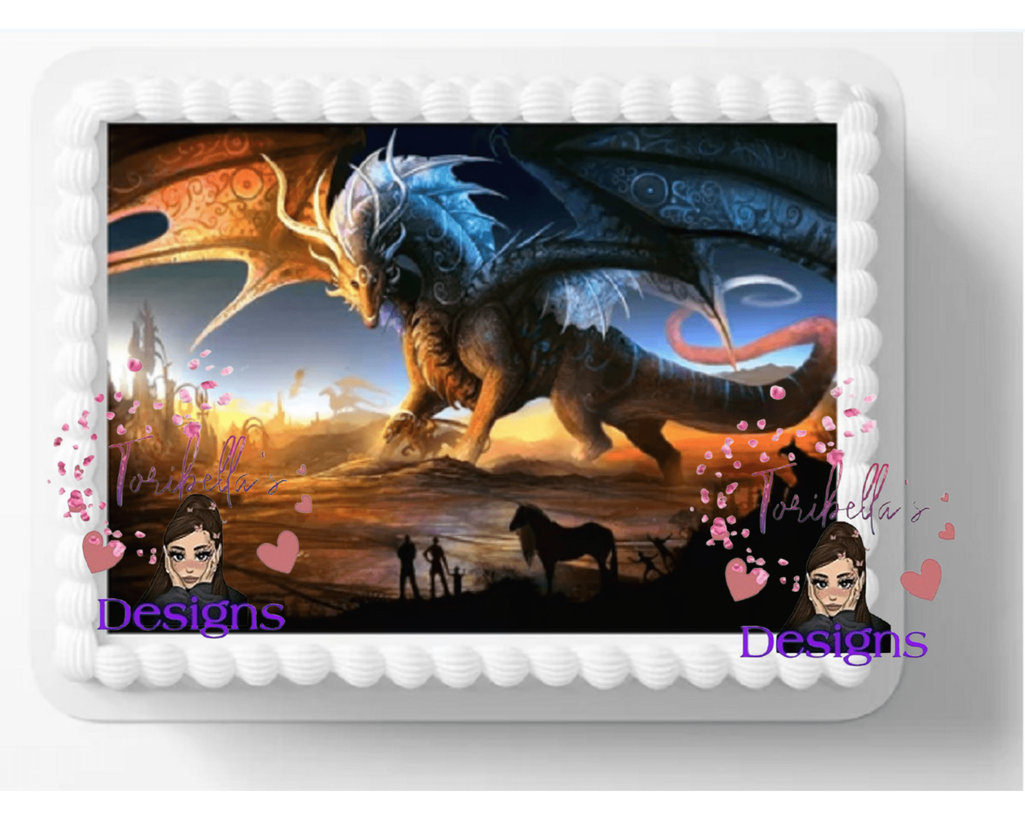 High-Quality Edible Dragon Family Cake Topper, Birthday Cake Decor
