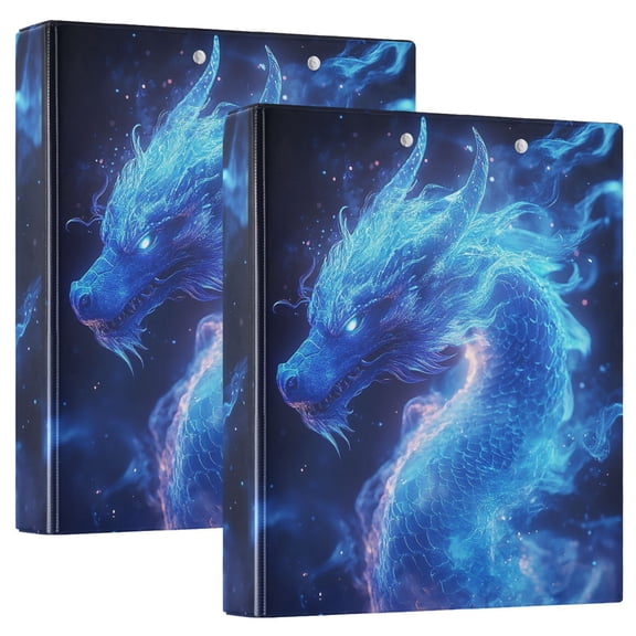 Blue Dragon Fantasy Art Round Ring Binder 3 Ring 1.5 inch 200 Sheet Clipboard File Folder for School Office