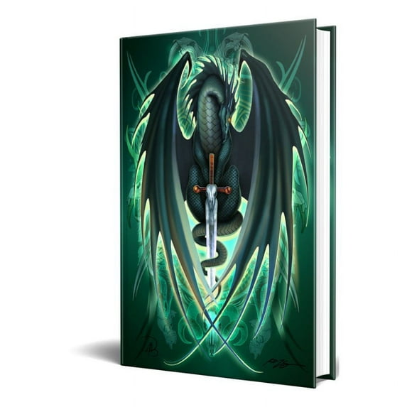Dragon Fantasy Snake Blade Green Dragon Embossed Journal Diary Notebook with Strip 6" X 8"