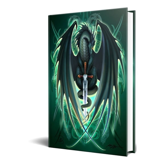 Dragon Fantasy Snake Blade Green Dragon Embossed Journal Diary Notebook with Strip 6" X 8"
