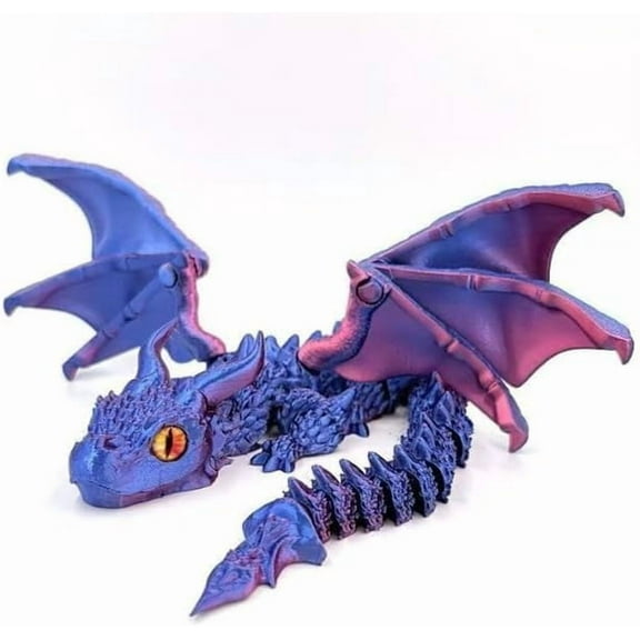 Dragon Figurine Collectible, 3D Printed Gothic Decor, Black and Red Wings (Black and red)