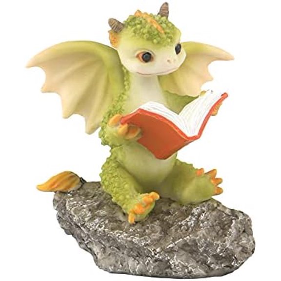 Dragon Figurine Ornament Design Accessories Desktop (Dragon Reading On a Stone)