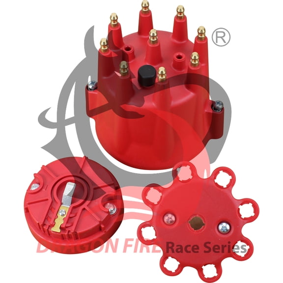 Dragon Fire Cap and Rotor Red Male Brass Terminals Billet Pro Billet Distributor