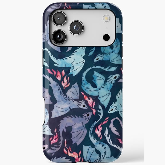 Dragon Fire Dark Turquoise Purple Magic Fantasy Beast Crown Case for iPhone 11 12 13 14 15 16 17 Pro Max