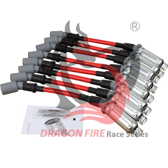 Dragon Fire High Performance 10mm Spark Plug Wires Compatible with 1999-2019 GM Chevy GMC LS1 LS2 LS3 LS6 LS7 Vortec 4.8L 5.3L 6.0L LS1 100 ohm/ft, OE Heat Shield OEM Fit PWJ256