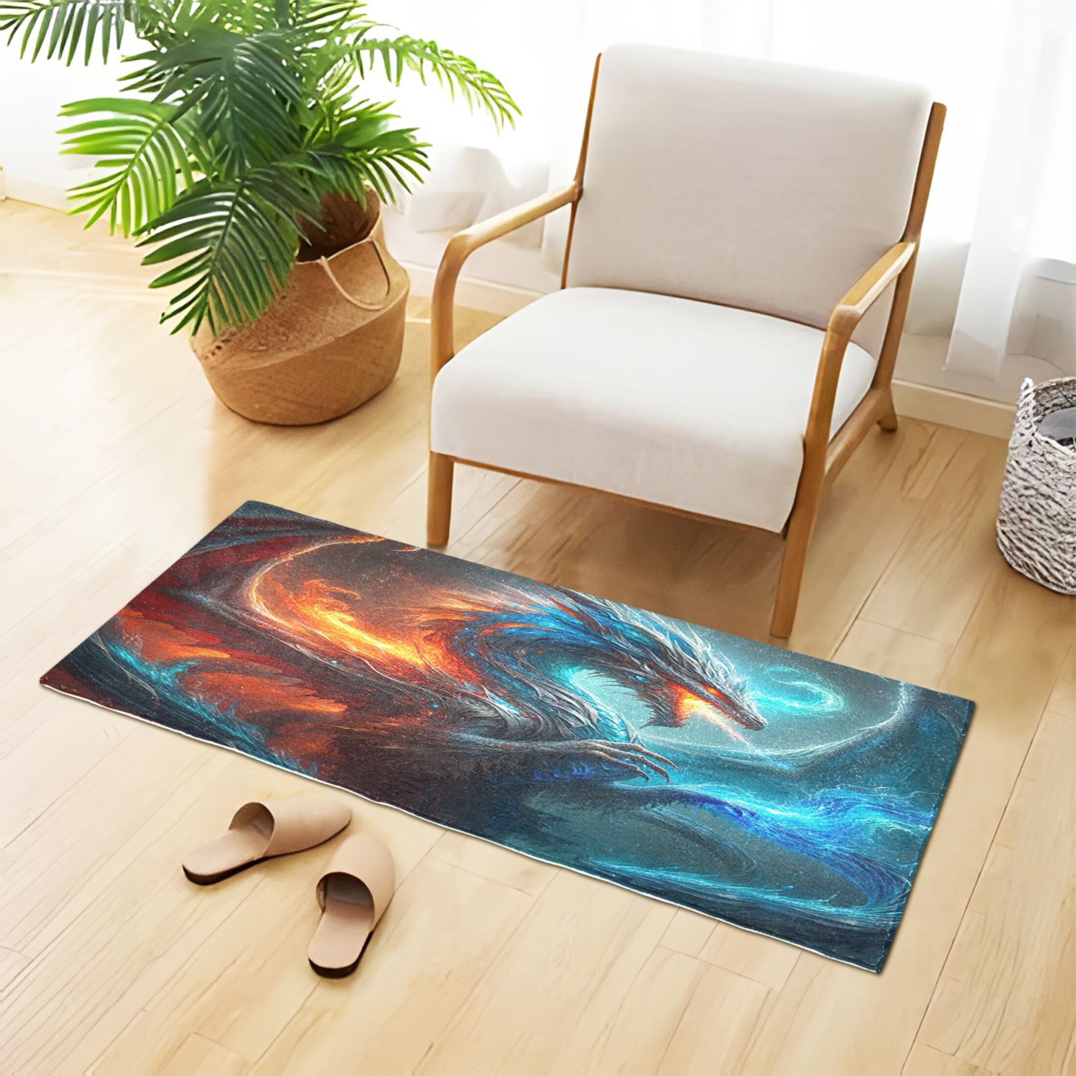 Dragon Fire and Water Bathroom Rug Non Slip Bathroom Mats Entry Door