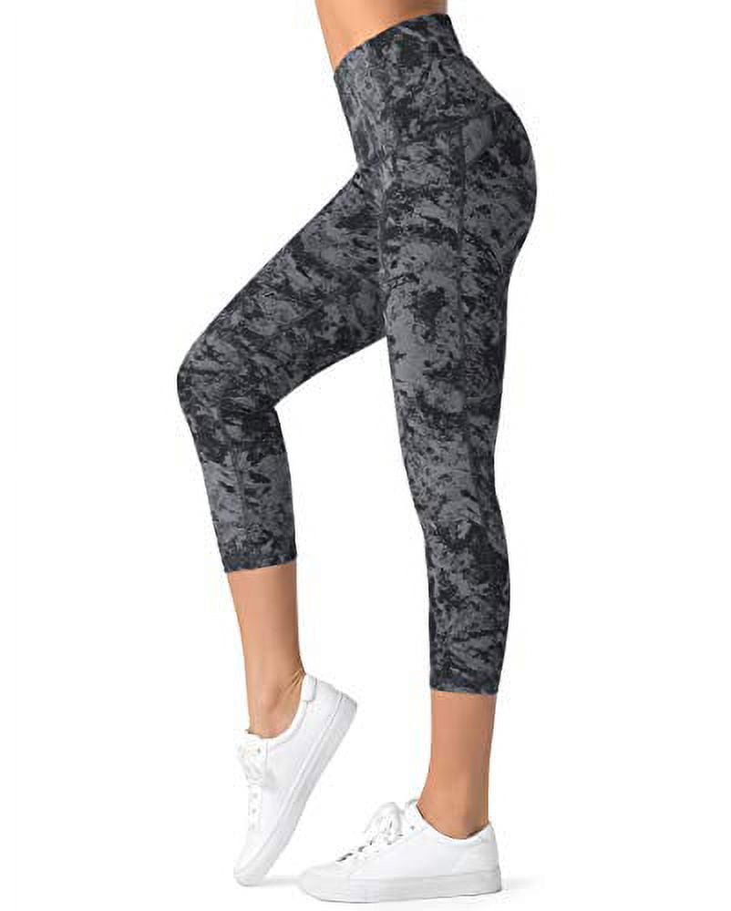 Dragon Fit Compression Yoga Pants Power Stretch Workout Leggings with High  Waist Tummy Control (Small, Capri-Carbon Grey Marble) 
