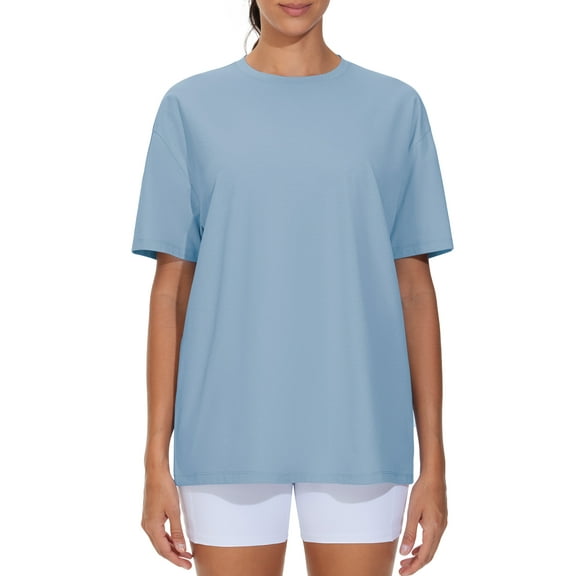 Dragon Fit Oversized Workout T-Shirts for Women Summer Basic Tees Casual Loose Fit Short Sleeve Yoga Running Tops