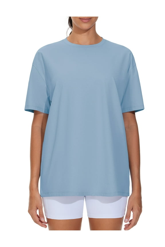 Oversized Workout T-Shirts for Women Summer Basic Tees Casual Loose Fit Short Sleeve Yoga Running Tops