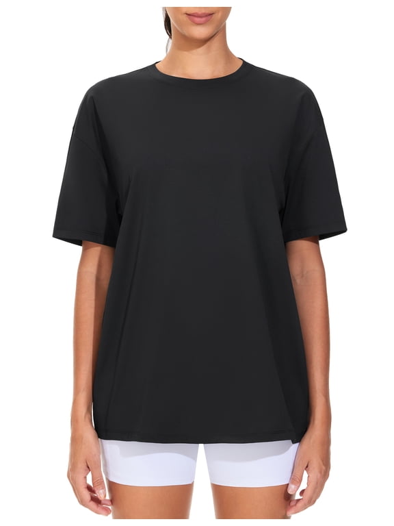 Oversized Workout T-Shirts for Women Summer Basic Tees Casual Loose Fit Short Sleeve Yoga Running Tops
