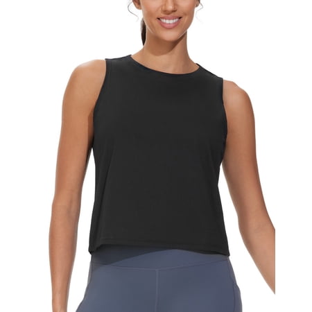 Dragon Fit Womens Sleeveless Tank Tops Quicky Dry Crop Workout Athletic Yoga Basic Shirts