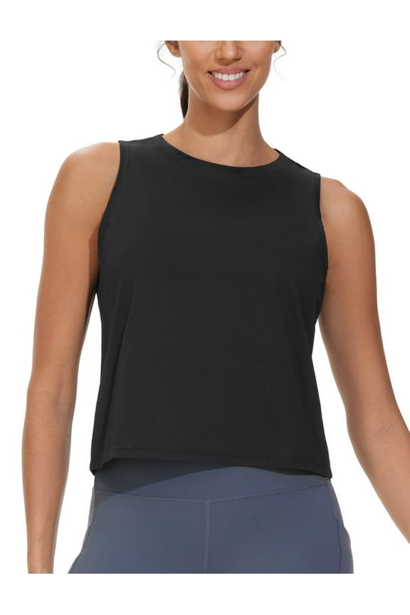 Womens Sleeveless Tank Tops Quicky Dry Crop Workout Athletic Yoga Basic Shirts