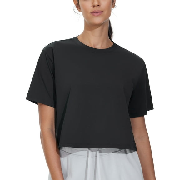 Dragon Fit Workout Crop Tops for Women Short Sleeve Athletic T-Shirt Casual Running Yoga Tops