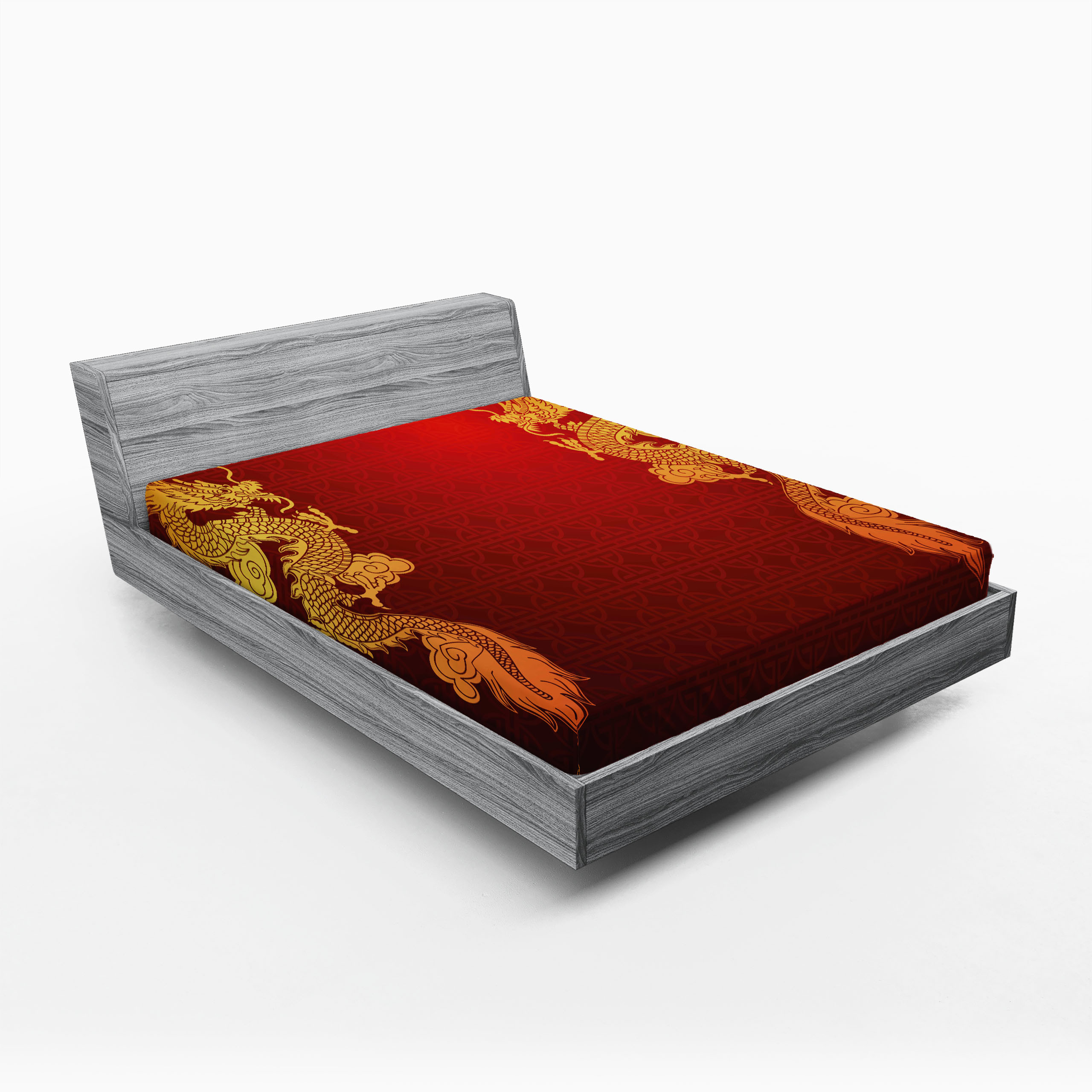 Dragon Fitted Sheet, Chinese Heritage Historical Eastern Motif Creature