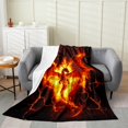 thumbnail image 1 of Dragon Flame Fleece Blanket,Mystic Western Animal Dragon Wings Throw Flannel Blanket for Bedroom,Volcano Eruption Red Lava Flame 3D Print Lightweight Blanket for Sofa Couch,Queen 90"x90", 1 of 6