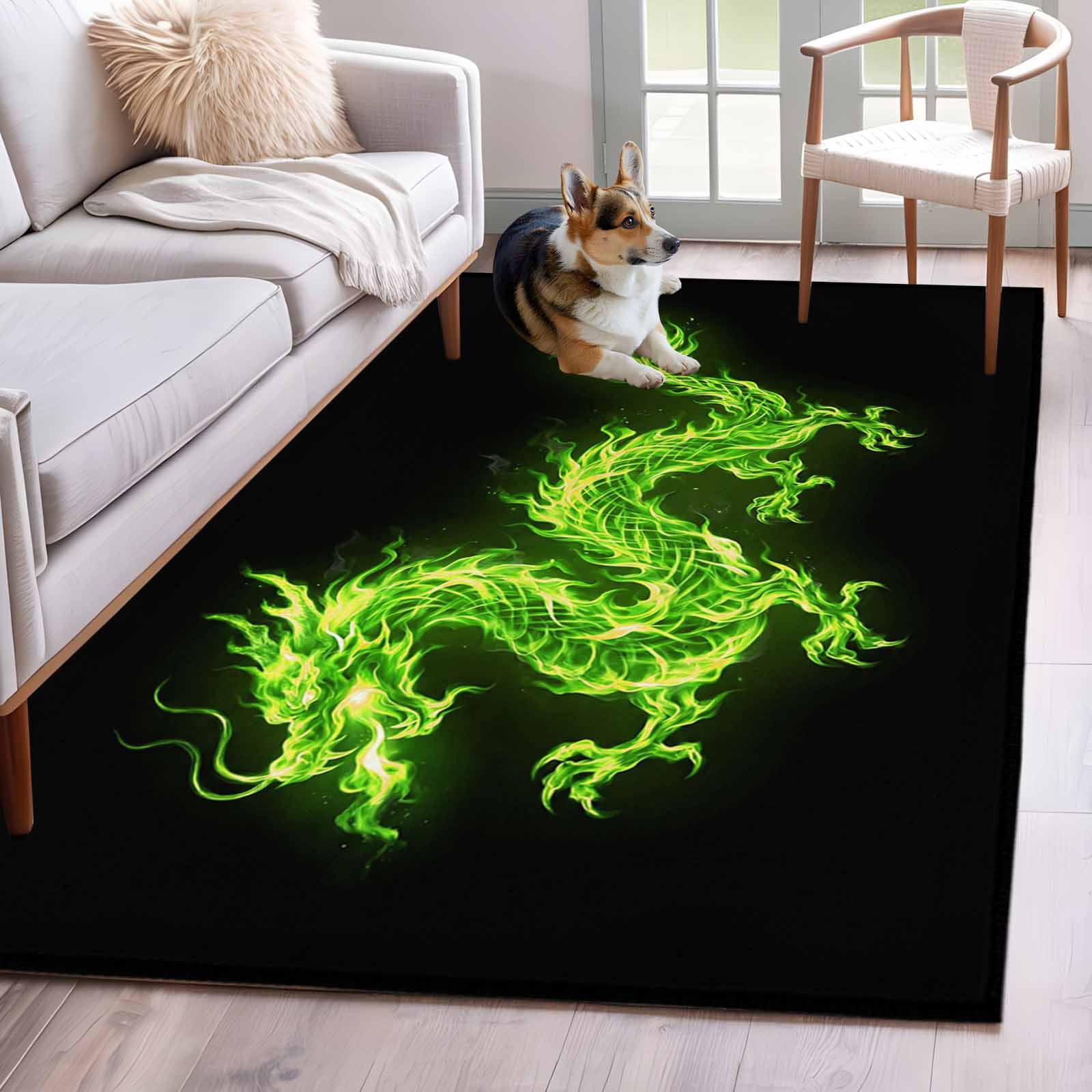 Dragon Small Rug Dragon Flames Area Rugs 4'x6', Washable Small Throw Rugs for Office ...