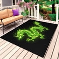 thumbnail image 1 of Dragon Flames Outdoor Rug 4x6 Ft, Non Slip Washable Area Rug, Green Dragons Abstract Modern Art Patio Rugs Carpet Runner, Large Floor Mat for Indoor/Outdoor Deck Porch Camping, 1 of 8