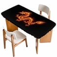 thumbnail image 1 of Dragon Flames Table Cloths for 5 Foot Rectangle Tables, Orange Dragons Abstract Modern Art Patio Waterproof Elastic Fitted Tablecloths, Washable Rectangular Table Cover for Camping, 1 of 8