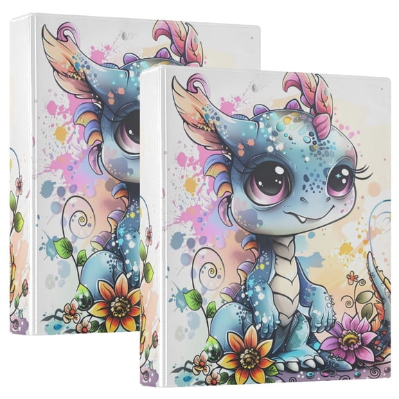 Dragon Floral Round Ring Binder 3 Ring 1.5 inch 200 Sheet Clipboard File Folder for School Office