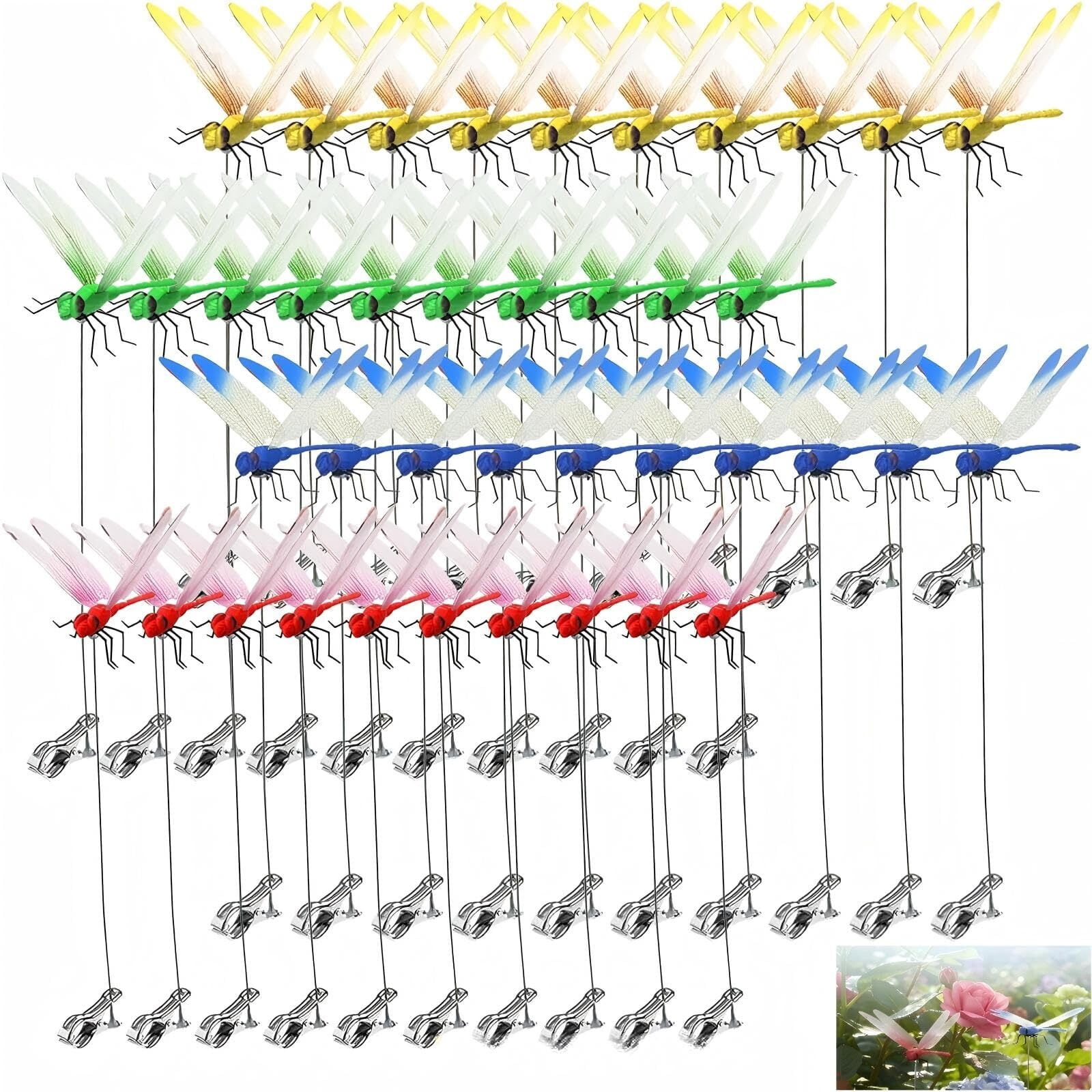 Dragon Fly Clips for Bugs Repellent, 3D Dragonfly Garden Stakes Decor - Dragonfly Clips to Keep Bugs Away, for Outdoor Garden Decoration & Hat Clip Accessories