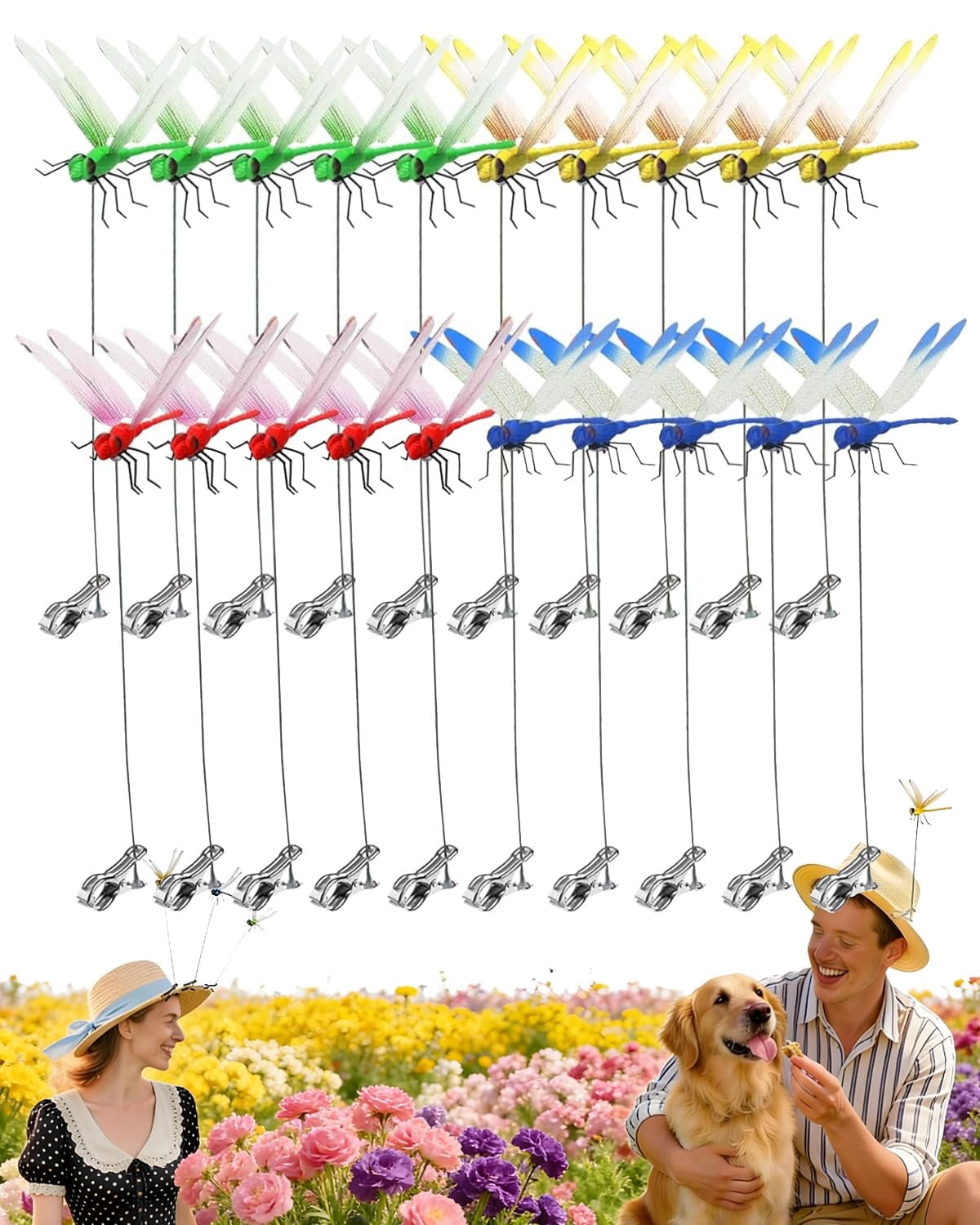Dragon Fly Clips for Bugs Repellent,3D Fake Dragonfly Clips to Keep ...