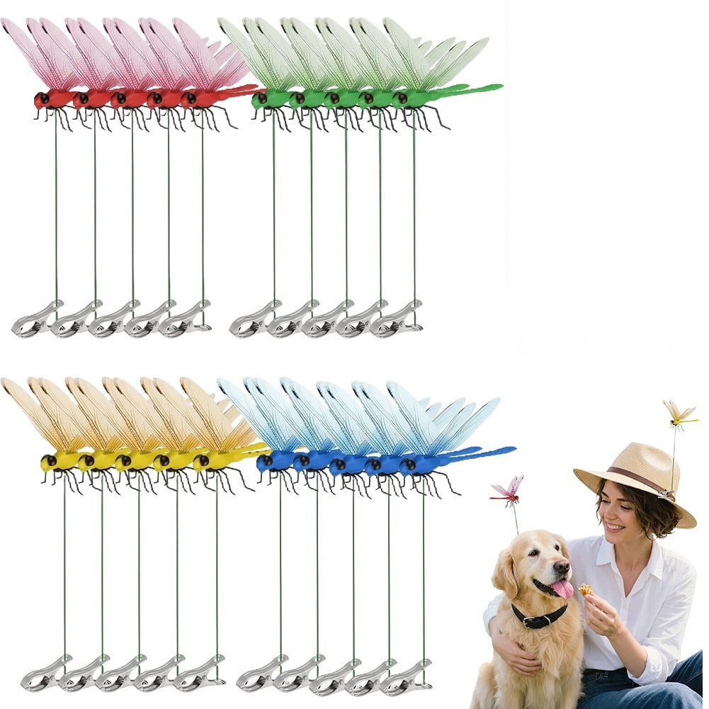 Dragon Fly Clips For Bugs Repellent Dragonfly Clip Bug Repellent To Keep Away Artificial Fake 3D Dragonflies With Clip On For Hat Outdoor Garden Yard Patio Plastic Decorative