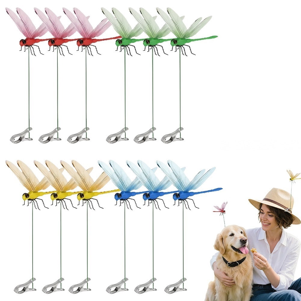 Dragon Fly Clips For Bugs Repellent Dragonfly Clip Bug Repellent To Keep Away Artificial Fake 3D Dragonflies With Clip On For Hat Outdoor Garden Yard Patio Plastic Decorative