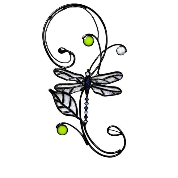 Dragon Fly Stained Glass Suncatcher - Handmade Window Hanging - Colorful Light Projection, Fireproof - for Home/Car Decor, Birthday Gifts