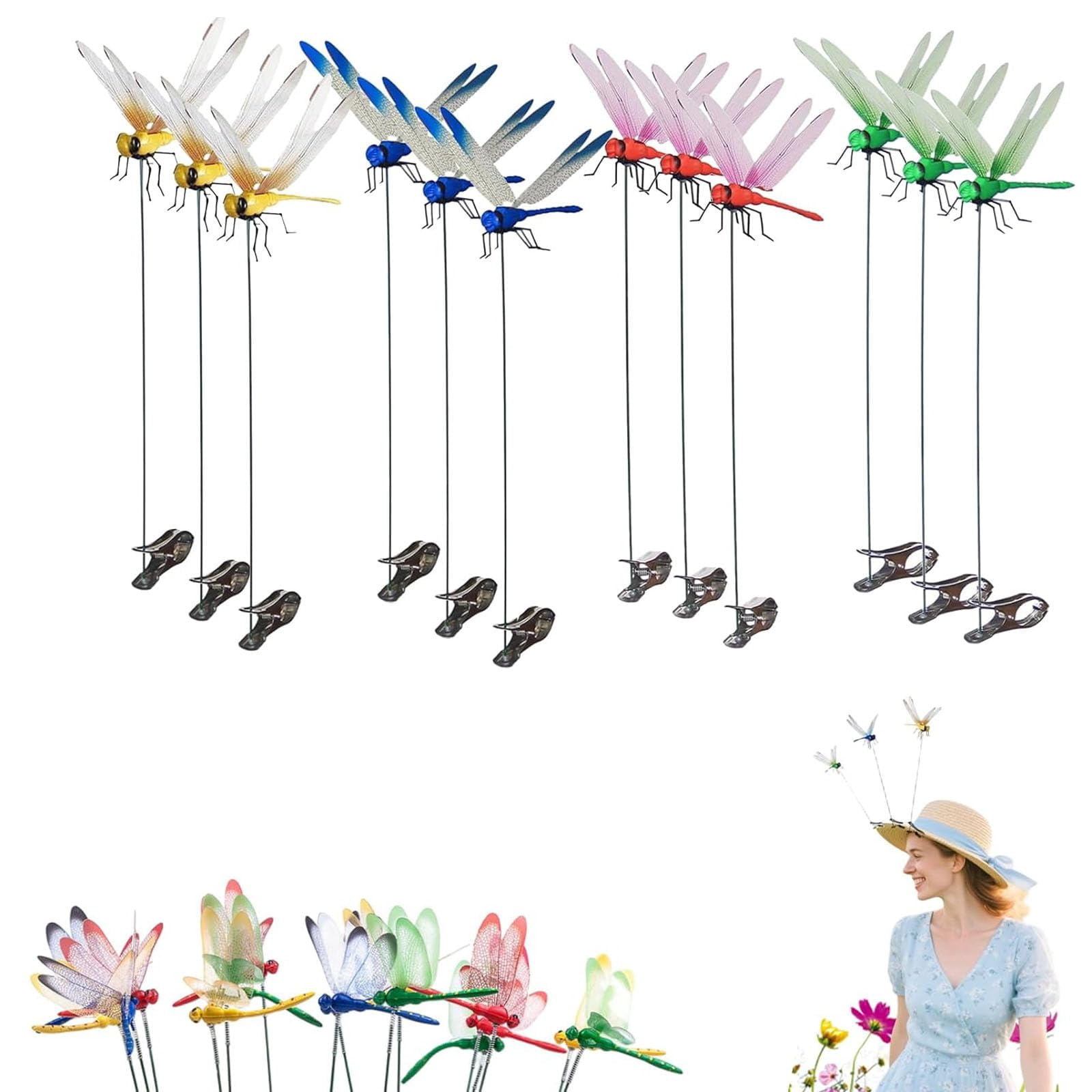 Dragon Fly Wasp Deterrent Outdoor, 3D Dragonfly Wasp Deterrent for Patio, Decorative Garden Stakes for Yard and Camping