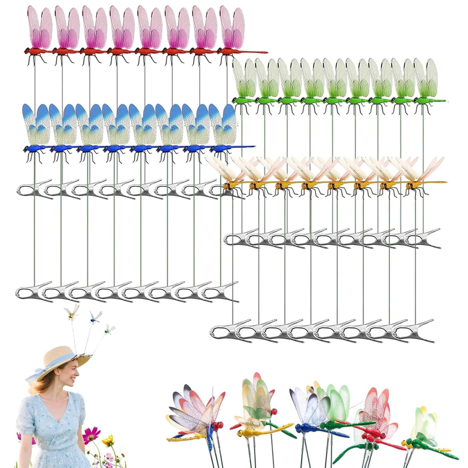 Dragon Fly Wasp Deterrent Outdoor, 3D Dragonfly Wasp Deterrent for Patio, Decorative Garden Stakes for Yard and Camping