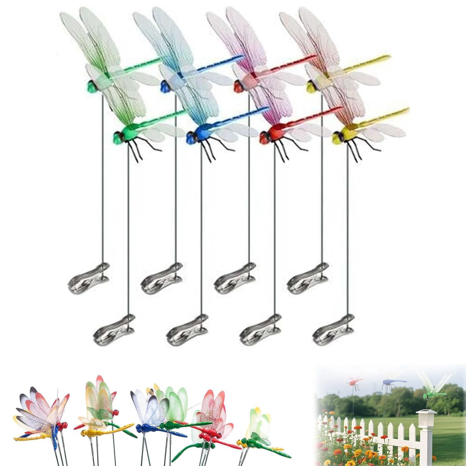 Dragon Fly Wasp Deterrent Outdoor, 3D Dragonfly Wasp Deterrent for Patio, Decorative Garden Stakes for Yard and Camping