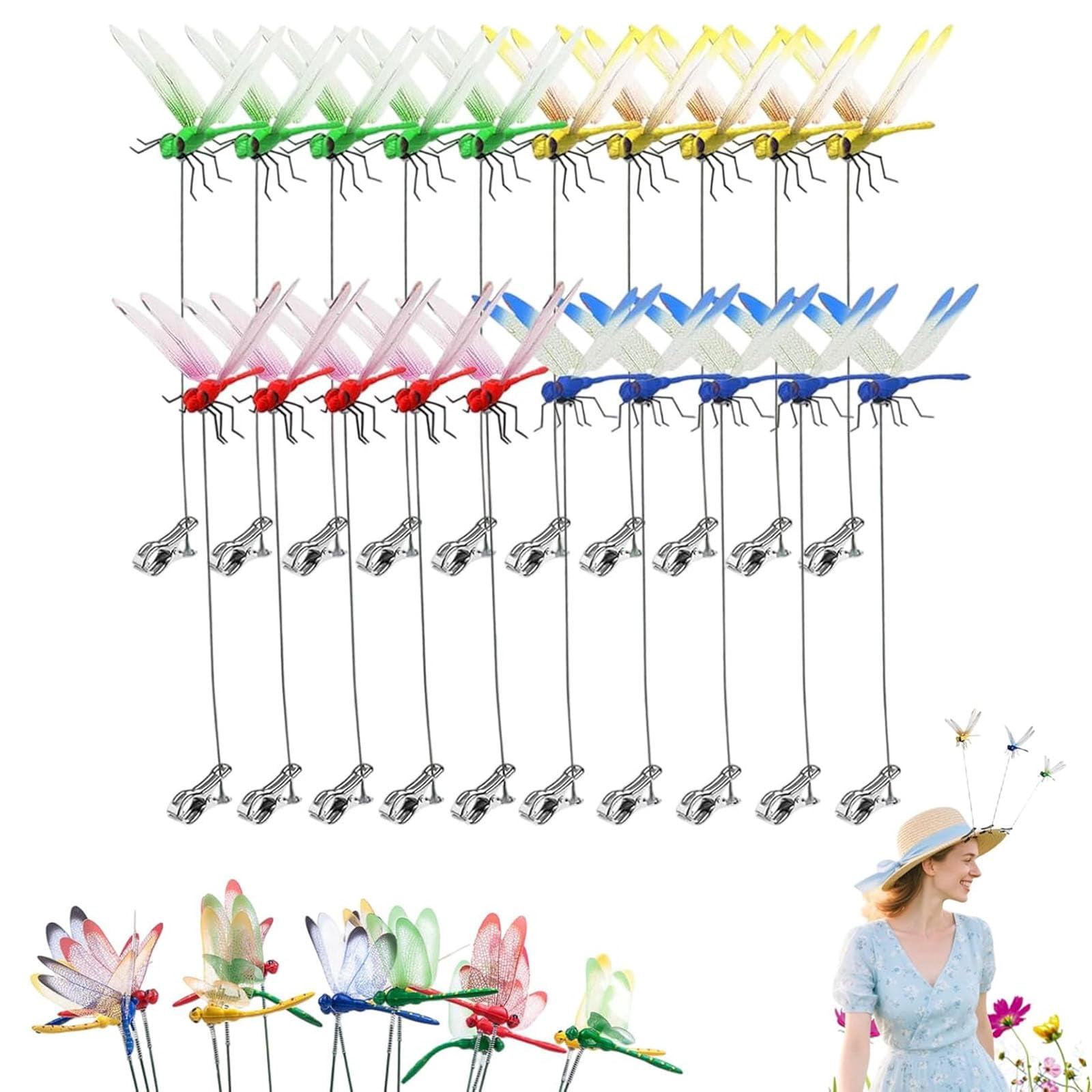 Dragon Fly Wasp Deterrent Outdoor, 3D Dragonfly Wasp Deterrent for Patio, Decorative Garden Stakes for Yard and Camping