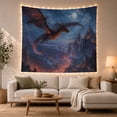 thumbnail image 1 of Dragon Flying Over a Moonlit Castle Valley, Adventurous Fantasy for Dragon Lovers, Mythic Castle Wall Decor, Halloween Gift, Tapestry Wall Hanging for Bedroom and Gaming Room, 1 of 6