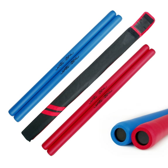 Dragon Foam Padded Escrima Sticks 26" Pair Kali Arnis Red Blue add Carrying Case (Red, Sticks Only)