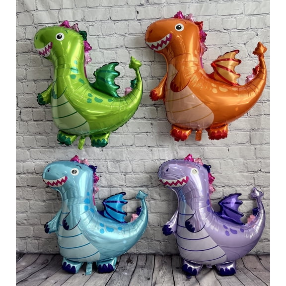 Dragon Foil Balloons JUMBO Mylar - Set of 4 Kids Birthday Party Decorations