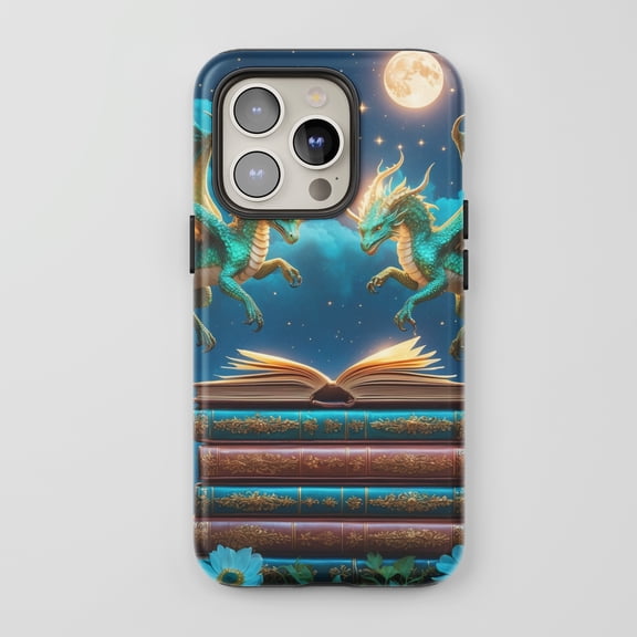Dragon For All iPhone Series Protective Phone Case Fantasy Art Blue Gold