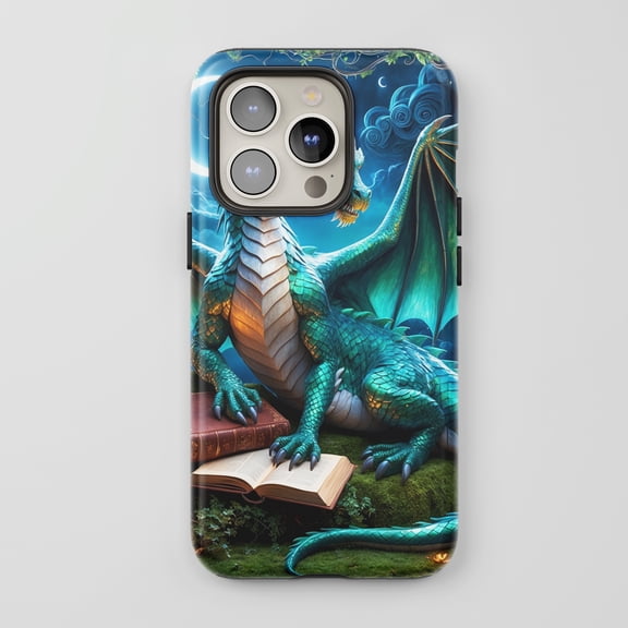 Dragon For All iPhone Series Protective Phone Case Fantasy Art Teal Green