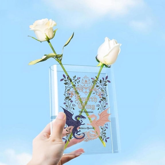 Dragon Fourth Wing Acrylic Book Vase, Empyrean Series Book Vase, Rebecca Yarros Vase, Iron Flame Book Vase, Wing Leader Vase, Basgiath Vase.